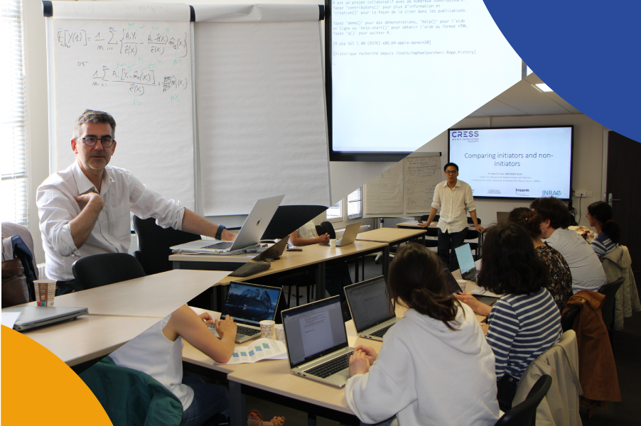 Pr Porcher et Pr Tran enseignant le module devant la classe